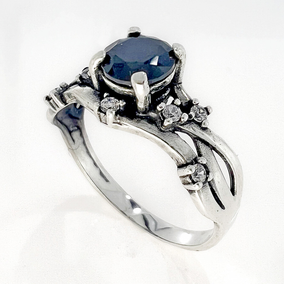 Перстень 607 цирконій чорний Rh Timofeev