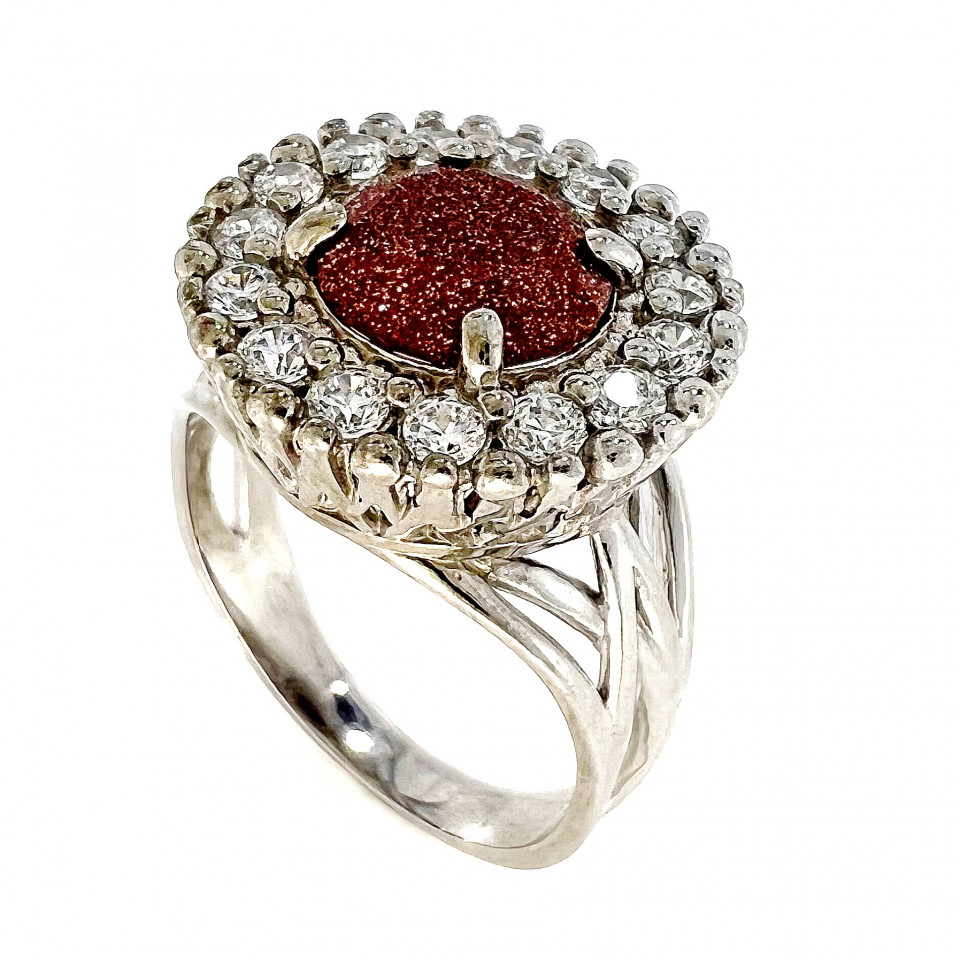 Перстень 611 авантюрин золотий Rh Timofeev