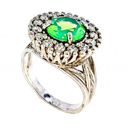 Перстень 611 альпініт молочно салатовий Rh Timofeev