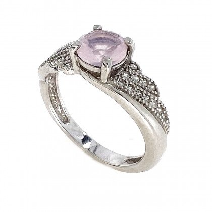 Перстень 802 кварц рожевий Rh Timofeev