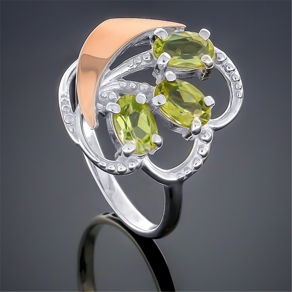 Перстень 263 хризоліт Rh Timofeev