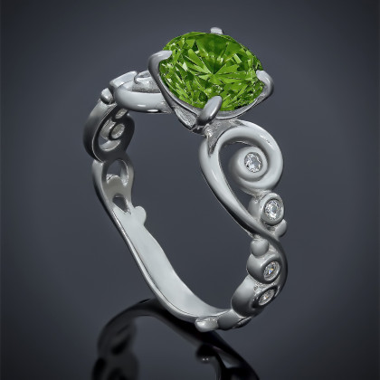 Перстень 560 аметист зелений Rh Timofeev