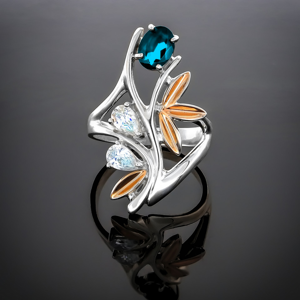 Перстень 49 альпініт блакитний Rh Timofeev