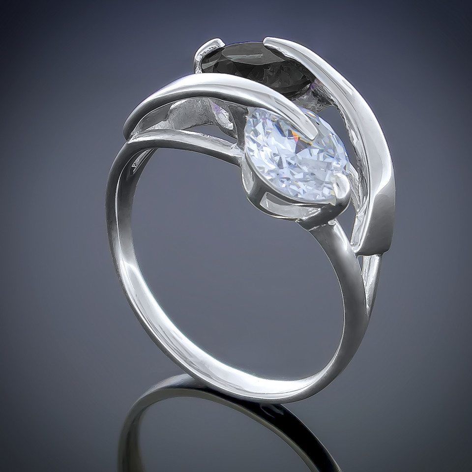 Перстень 118 чорно білий Rh Timofeev