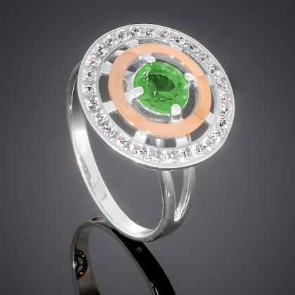 Перстень 182 кварц зелений Rh Timofeev