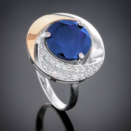 Перстень 189 авантюрин синій Rh Timofeev