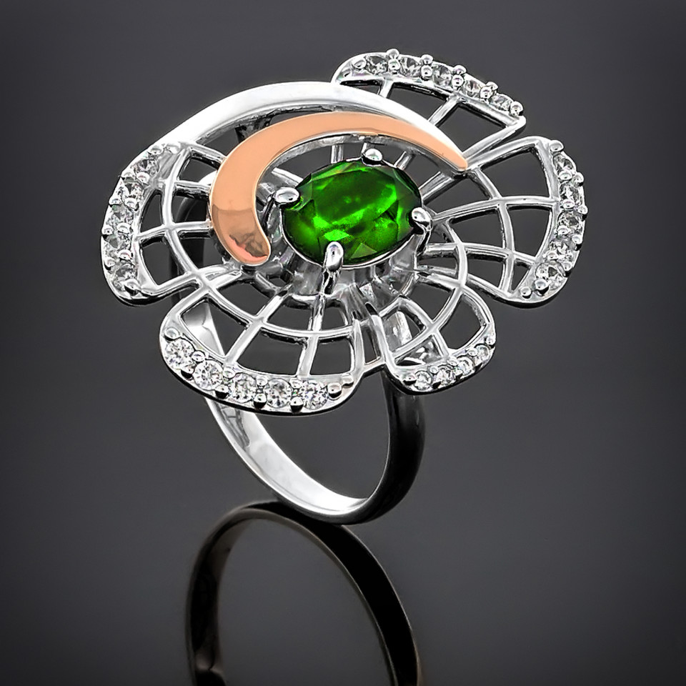 Перстень 339 хризоліт Rh Timofeev