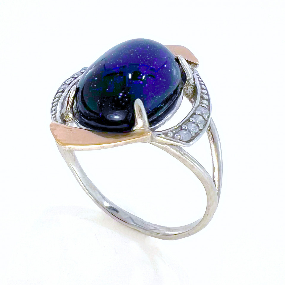 Перстень 207 авантюрин синій Rh Timofeev