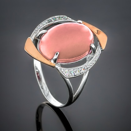 Перстень 207 кварц рожевий Rh Timofeev