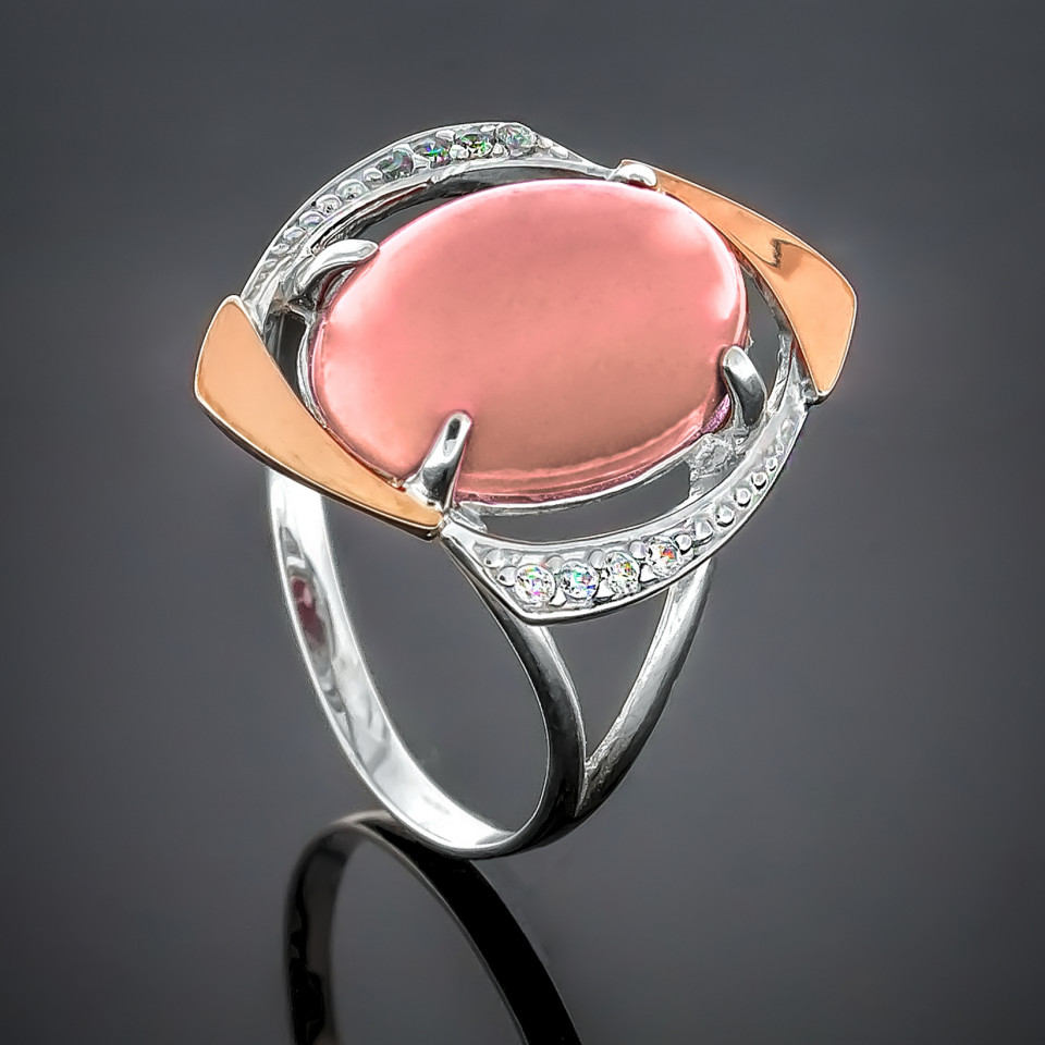 Перстень 207 кварц рожевий Rh Timofeev