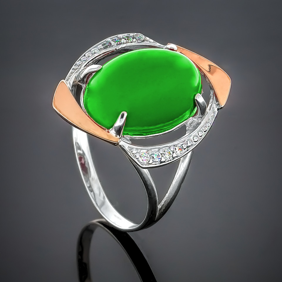 Перстень 207 улексит салатовий Rh Timofeev