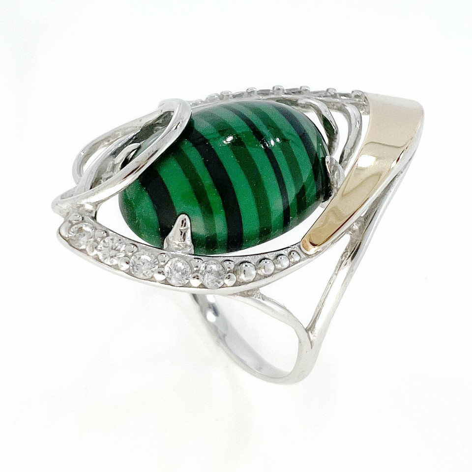 Перстень 309 малахіт Rh Timofeev