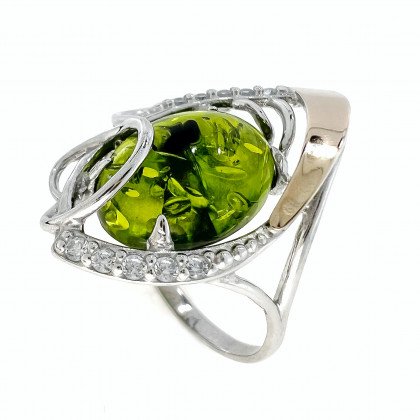 Перстень 309 янтарь зелений імітація Rh Timofeev