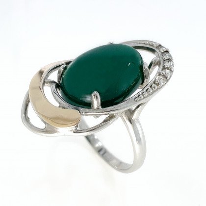 Перстень 313 агат зелений Rh Timofeev
