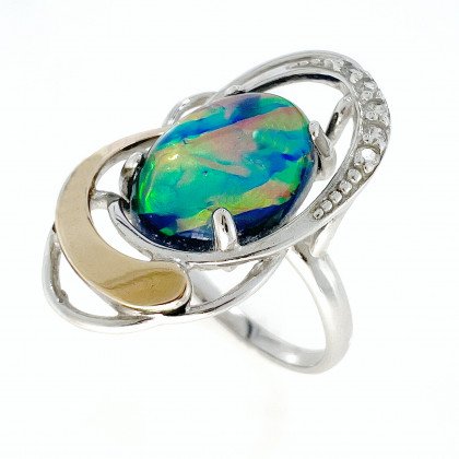 Перстень 313 опал синій імітація Rh Timofeev