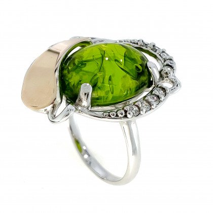 Перстень 315 янтарь зелений імітація Rh Timofeev