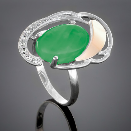 Перстень 315 агат зелений Rh Timofeev
