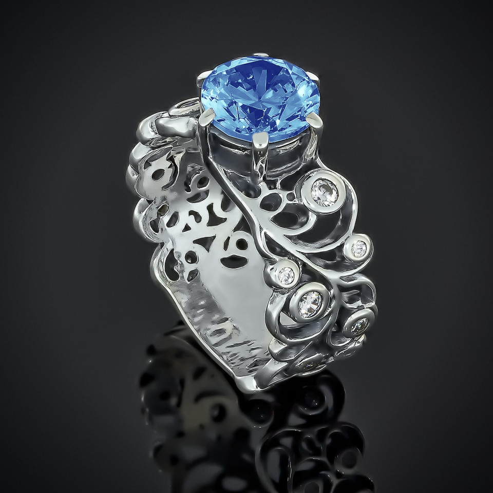 Перстень 604 авантюрин синій Rh Timofeev