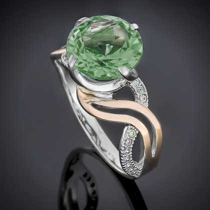 Перстень 504 агат зелений Rh Timofeev