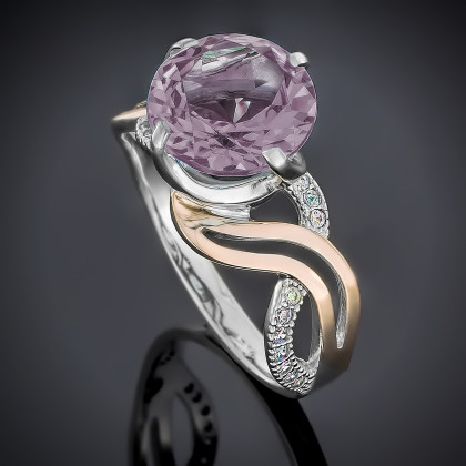 Перстень 504 кварц рожевий Rh Timofeev