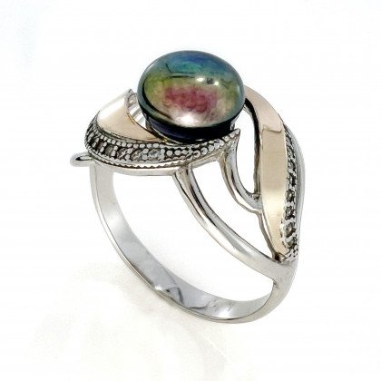 Перстень 412 перлина чорна Rh Timofeev