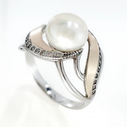 Перстень 412 перлина біла Rh Timofeev