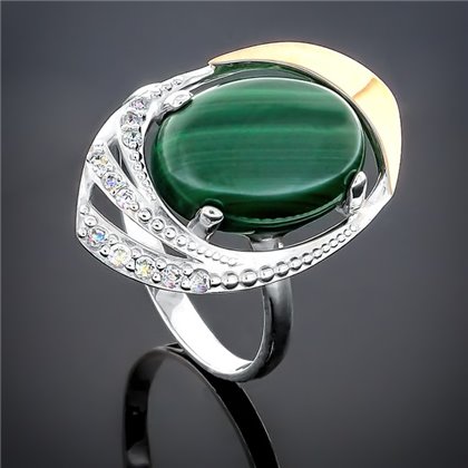 Перстень 305 малахіт Rh Timofeev