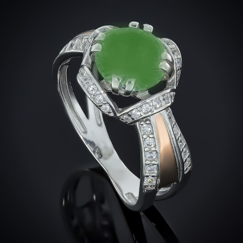 Перстень 552 кварц зелений Rh Timofeev