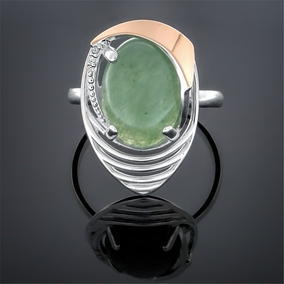 Перстень 307 авантюрин зелений Rh Timofeev