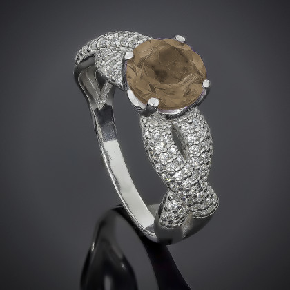 Перстень 512(2) раухтопаз Rh Timofeev