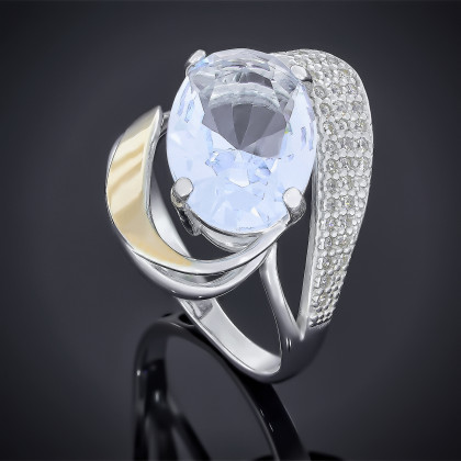 Перстень 509(2) цирконій білий Rh Timofeev