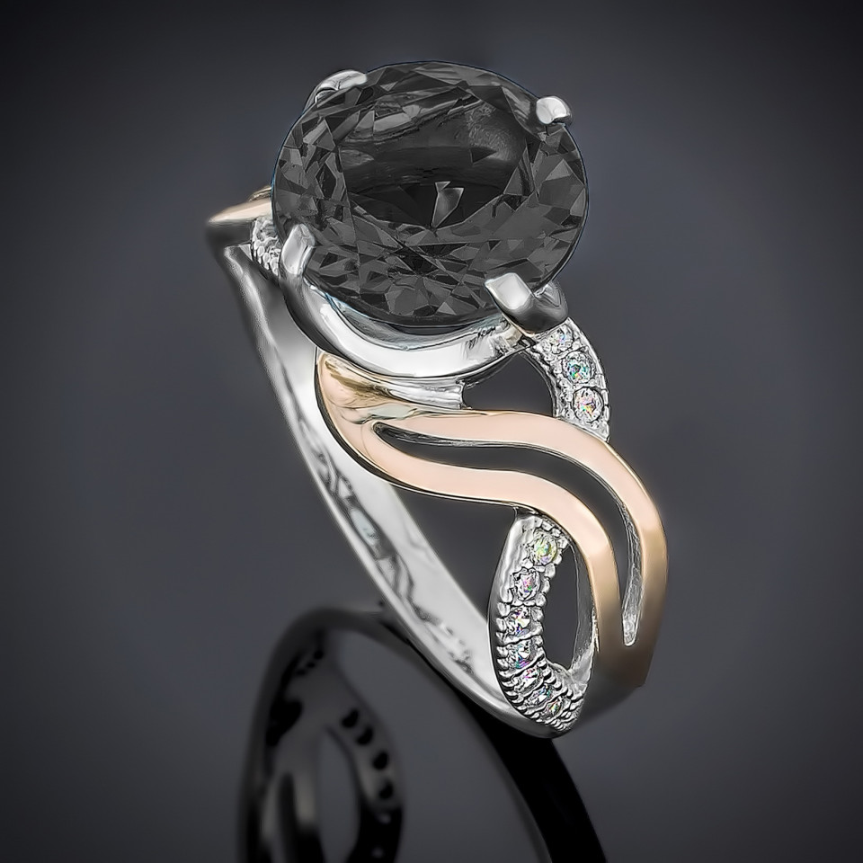 Перстень 504 цирконій чорний Rh Timofeev