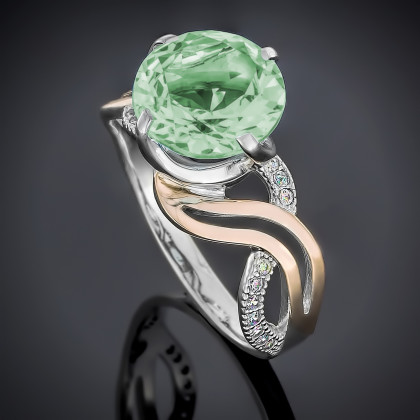 Перстень 504 альпініт молочно салатовий Rh Timofeev