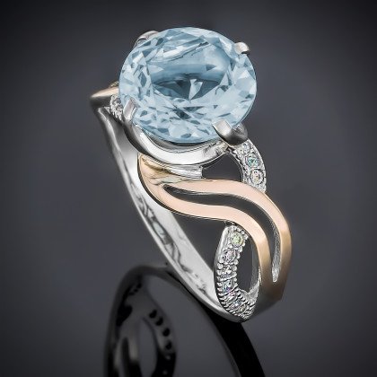 Перстень 504 альпініт молочно блакитний Rh Timofeev