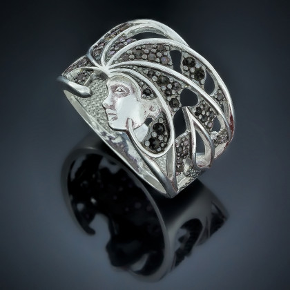 Перстень 506 цирконій чорний Rh Timofeev
