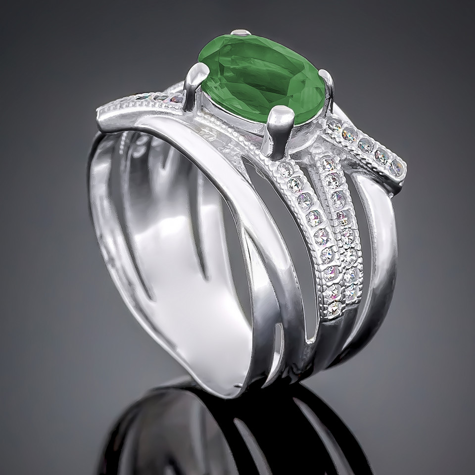 Перстень 497 агат зелений Rh Timofeev