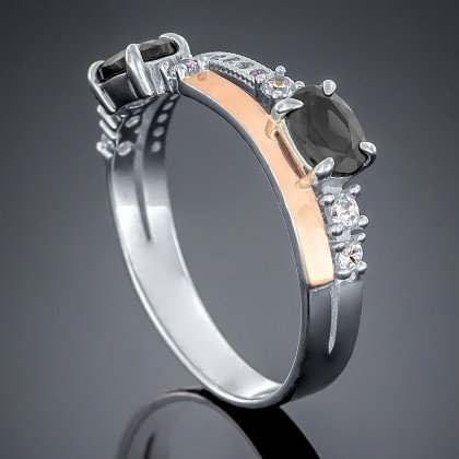 Перстень 491 цирконій чорний Rh Timofeev