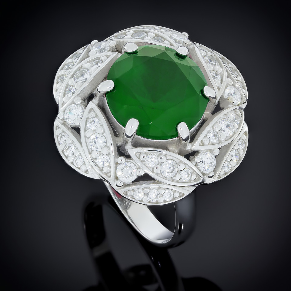 Перстень 454 агат зелений Rh Timofeev