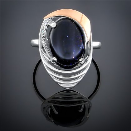 Перстень 307 авантюрин синій Rh Timofeev