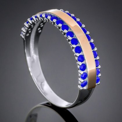 Перстень 423 цирконій синій Rh Timofeev