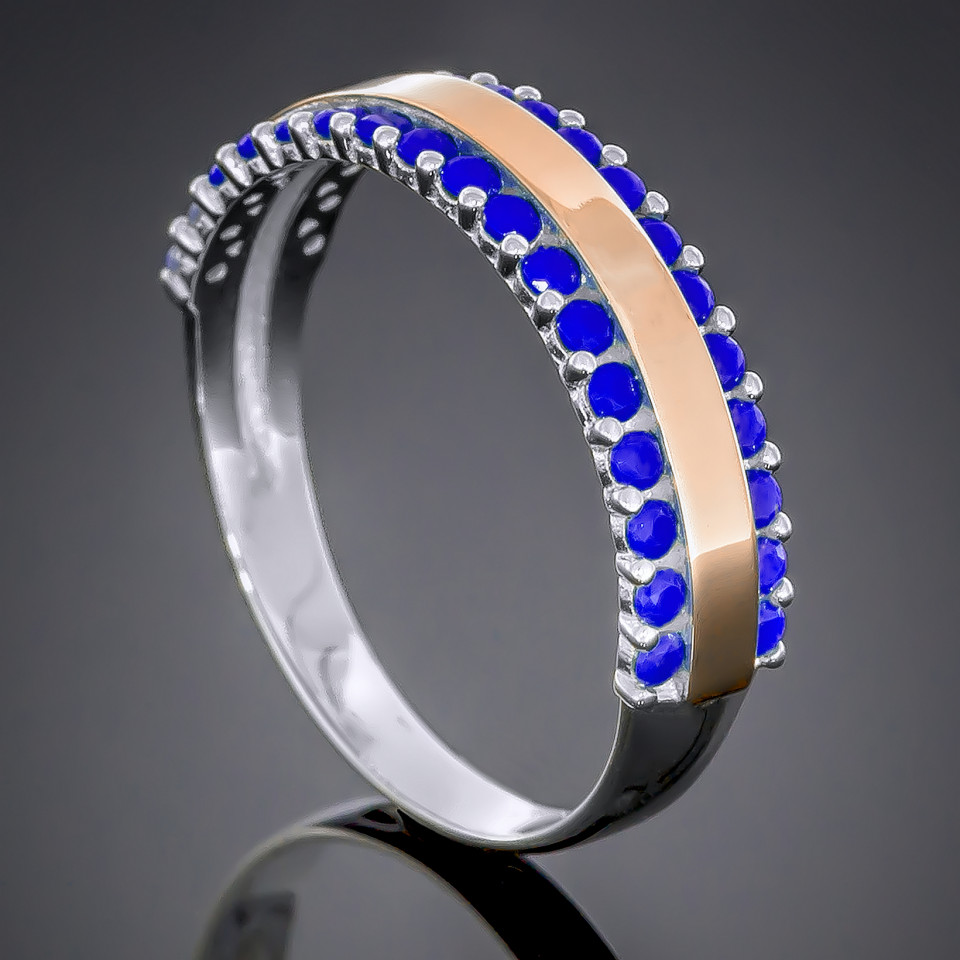 Перстень 423 цирконій синій Rh Timofeev