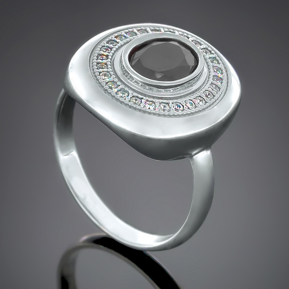 Перстень 415 цирконій чорний Rh Timofeev