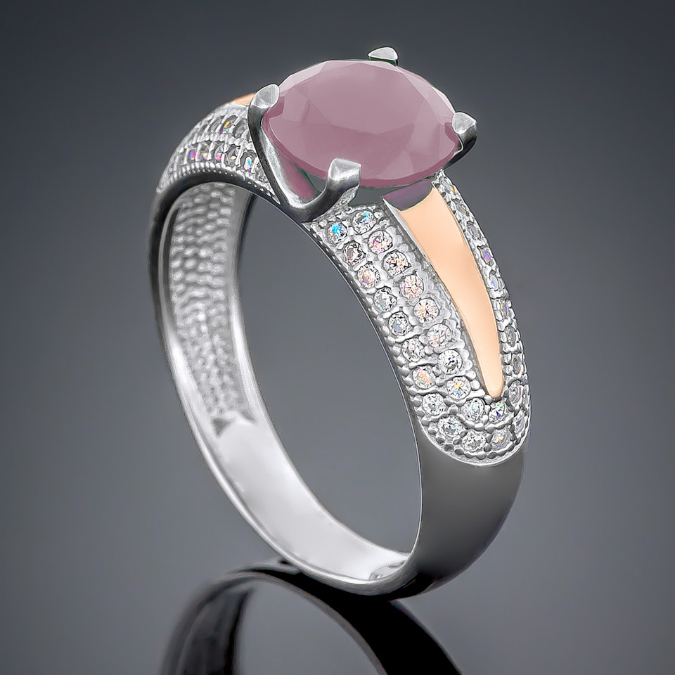 Перстень 486 кварц рожевий Rh Timofeev