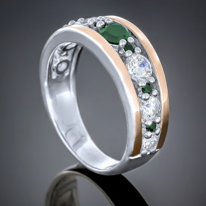 Перстень 424 агат зелений Rh Timofeev