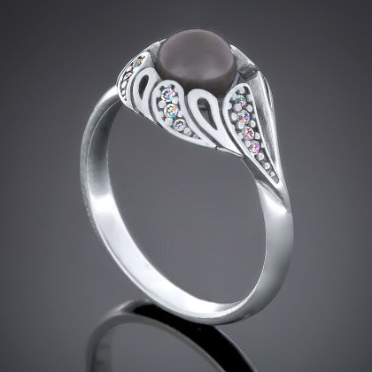 Перстень 416 перлина чорна Timofeev