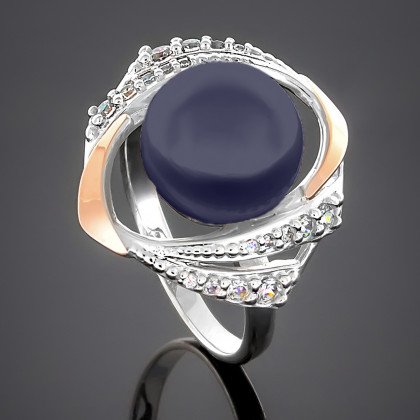 Перстень 293 перлина чорна Rh Timofeev