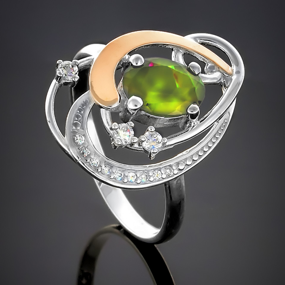 Перстень 285 хризоліт Rh Timofeev