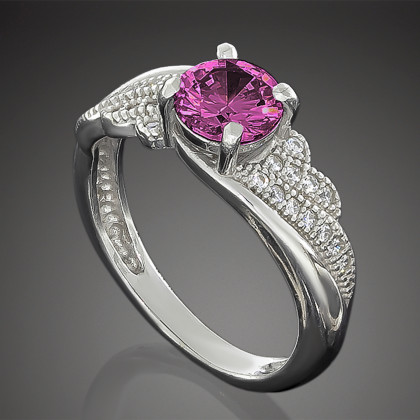 Перстень 802 цирконій рожевий Rh Timofeev