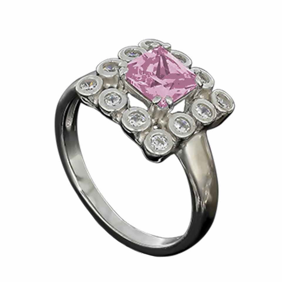 Перстень 646(2) кварц рожевий Rh Timofeev