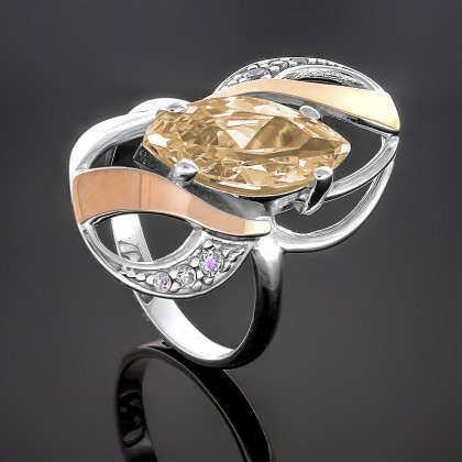 Перстень 267 цирконій шампань Rh Timofeev